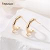 FINRUSIAC Позолоченные латунные серьги-гвоздики 14K для изготовления серег, Находки, Крючки для серег в виде листьев, Аксессуары для изготовления украшений своими руками