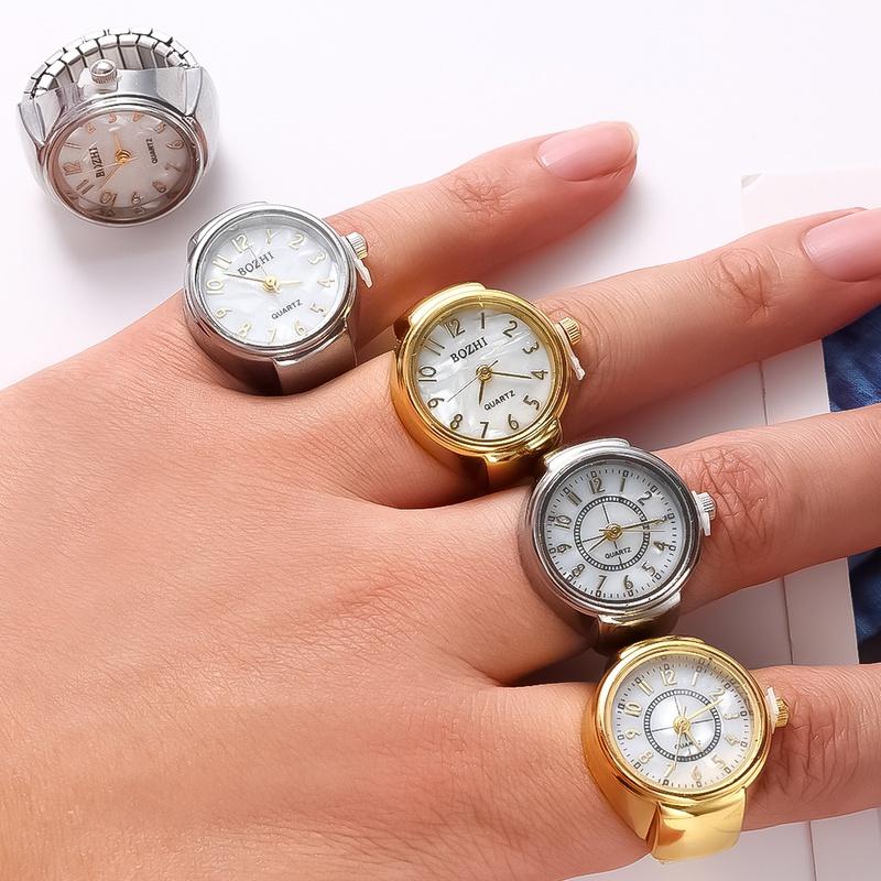 1Pc Retro Punk Quartz Finger Watch Ring for Women Men Couple Rings Digital Watches Elastic Stretchy Finger Band Rings Clock