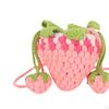 Knitted Shoulder Bag Crochet Crossbody Lovely Decorative Strawberry Shaped Handbag Purse for