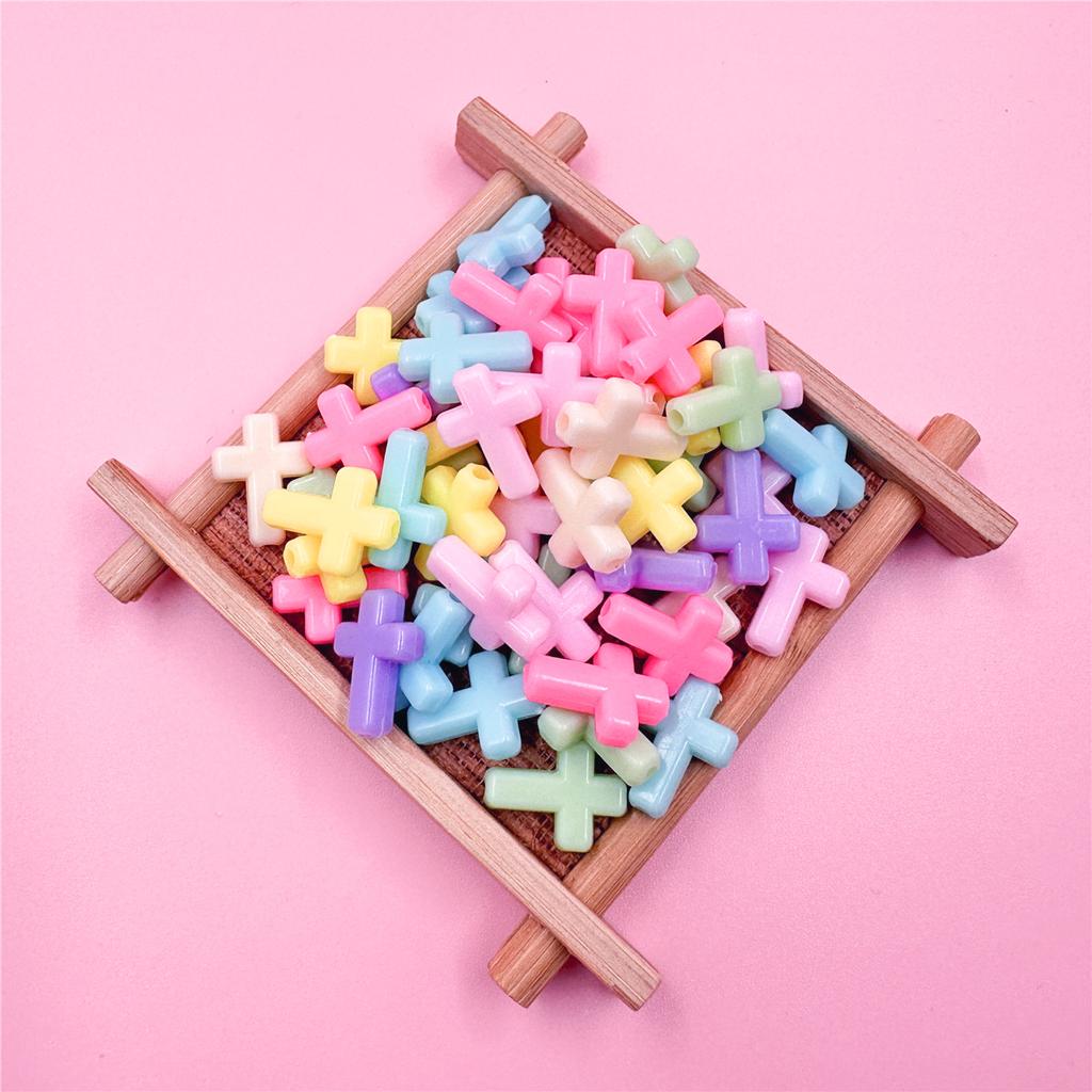 Home Party Supplies Fashion System Cream Spring Color DIY Jewelry Accessories Cross Loose Beads Necklace Bracelet Macaron Color 50Pcs