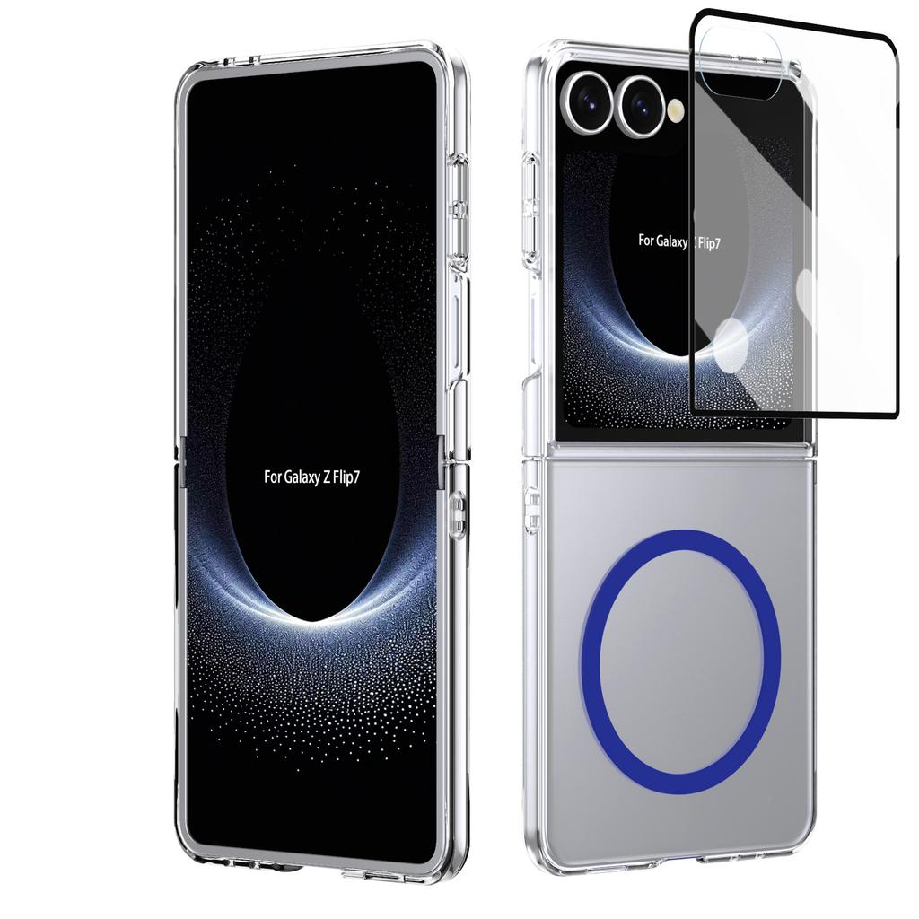 HD Прозрачный Магнитный Чехол Для Samsung Galaxy Z Flip 7 6 5 4 Кристально Чистая Крышка С Прозрачной Защитной Пленкой из Закаленного Стекла