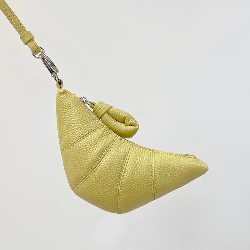 Мини-сумка-круассан из натуральной кожи LE для наушников и ключей - женская сумка-мессенджер из овечьей кожи.