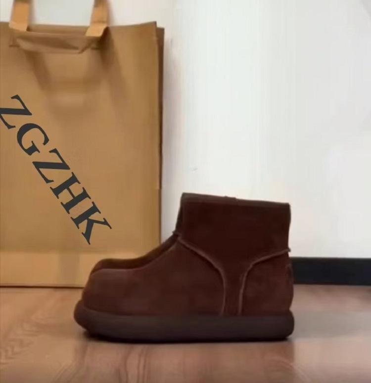 Ran Ge Home~ Snow Boots Women's New Winter Versatile Big Head Ugly Cute Short Boots Fleece Thickened Cotton Boots