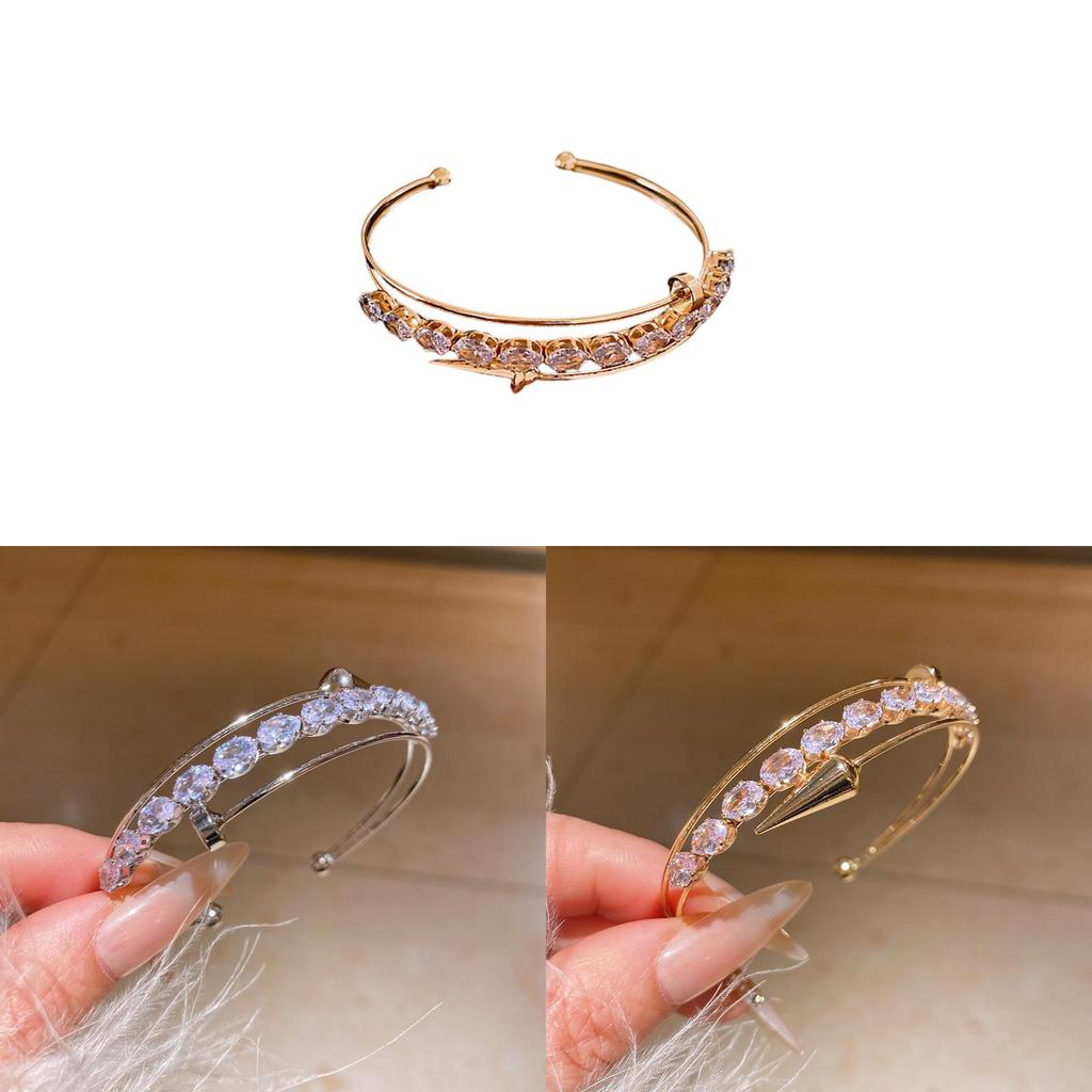 Gold Silver Zircon Hoop Hand Chain With Geometric Design For Fashion Accessories