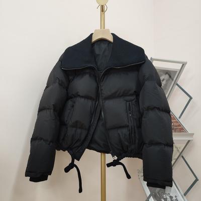 Корейская вязаная куртка-пуховик с большим лацканом для женской зимы 2025 года, новая взрывная модель, утолщенная свободная куртка-хлеб, куртка из белого утиного пуха