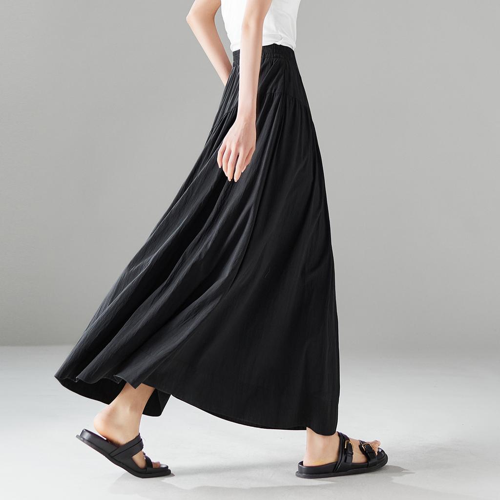 Asymmetric design high waisted skirt 2026 summer fashion versatile mid length A-line umbrella skirt