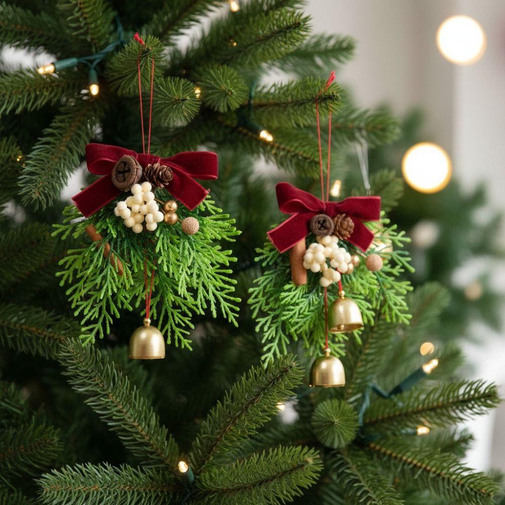 Креативный кулон-колокольчик Рождественский с бархатным бантом, хрустящий звук, подвеска на елку с веревкой, 3D Рождественские звенящие колокольчики, крыльцо