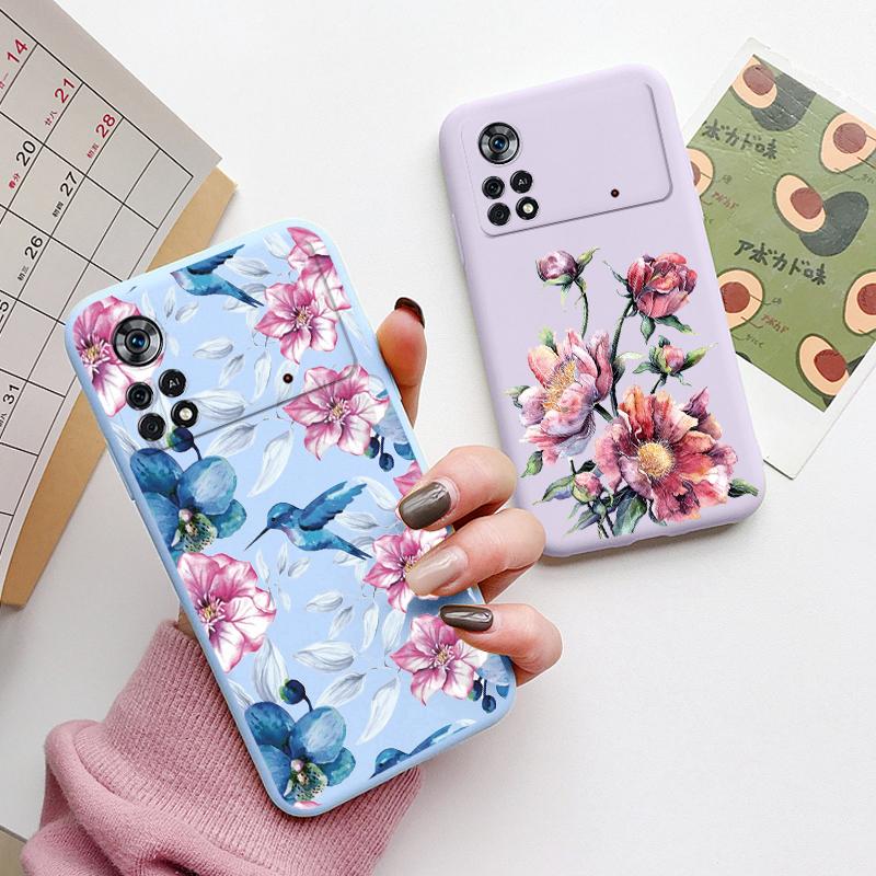 Для Poco X4 Pro 5G M4Pro Чехол Funda Винтажный Цветок Лист Защитный Чехол TPU Capa Для Xiaomi Poco X4 Pocox4 X 4 M4 Pro Coque