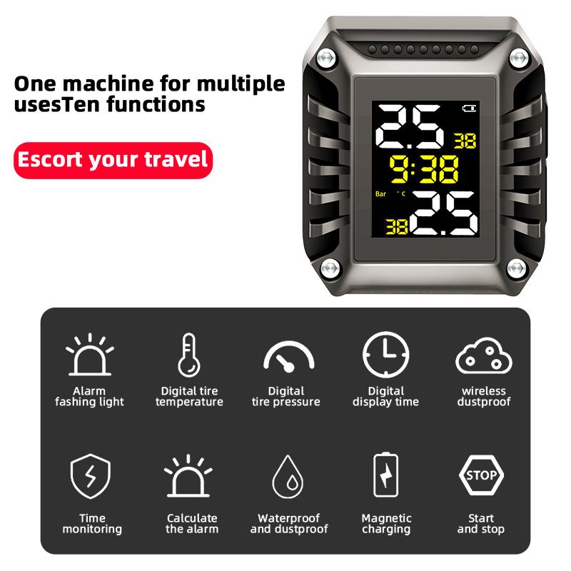 E-ACE Монитор давления в шинах мотоцикла TPMS Цифровой дисплей Внешняя мотосигнализацияБеспроводной датчик давления в шинах