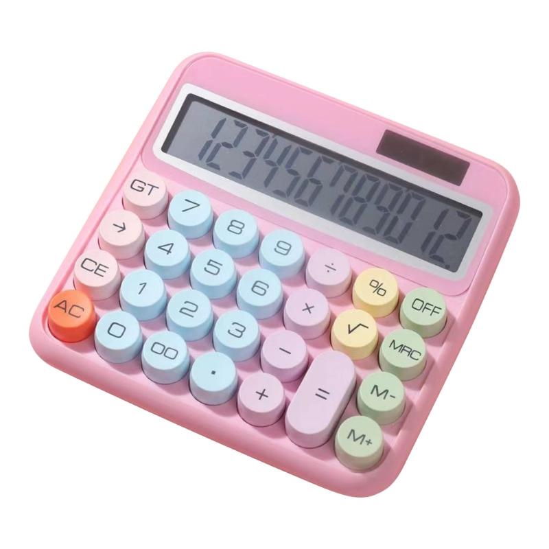 Cute 12 Digit Large LCD Display Calculator Mechanical Switches Calculator with Large LCD Display for Office Work Student