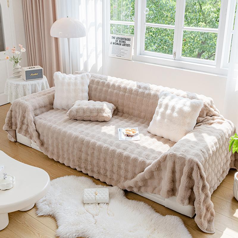 Декор комнаты, плюшевое покрывало из меха кролика, покрывало для кровати, зимний толстый теплый чехол для дивана, полотенце, одеяла для гостиной на 1/2/3/4 места