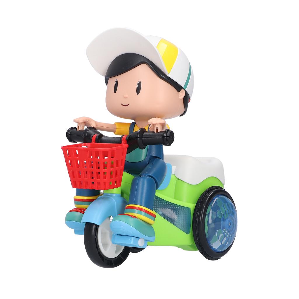 Электрический трюковой трехколесный велосипед игрушка для детей Вращающиеся на 360 градусов транспортные средства игрушка со светом и звуком (зеленый)Маленький мальчик