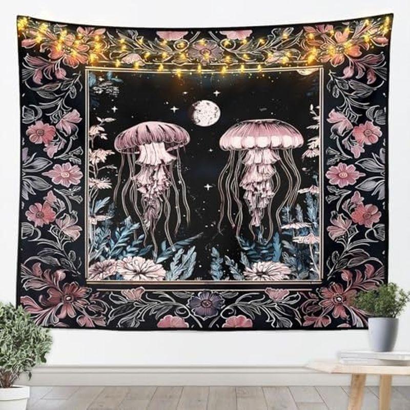 Retro Gothic Flower Mushroom Sword Dragon Horse Tapestry, Polyester Wall Hanging, Rural Bedroom Dorm Decor, Gift