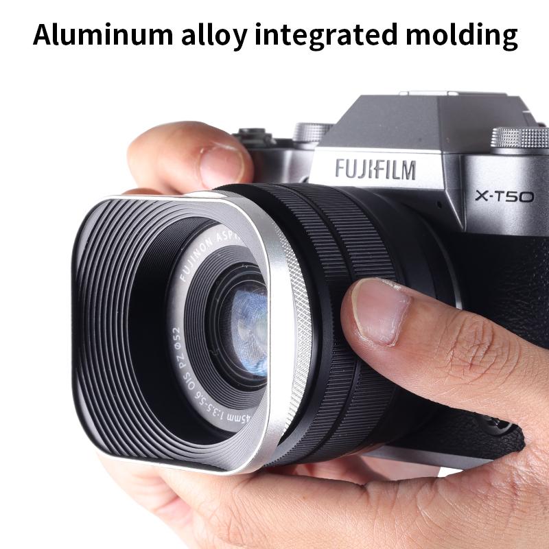 Металлический квадратный бленда для объектива камеры Совместим для Nikon16-50 Canon Sony Fuji15-45/35f2 Универсальный фотоаксессуар 52/43/46/39мм
