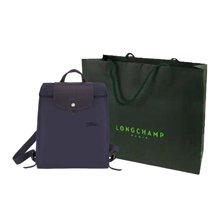 Longchamp Le Pliage Green Logo Snap Zipper Adjustable Shoulder Strap Recycled Polyamide Canvas Backpack Women backpack Purple 1699919645