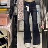 Женские узкие расклешенные джинсы с высокой талией, ретро-стиль черного и серого цвета — американский стиль для весны и осени
