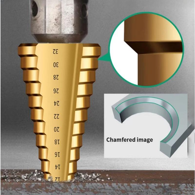 6Pcs Step Drill Bit Saw Drill Bit Set Titanium Milling CutterFor Woodworking Metal Core Hole Opener Titanium Plated Pagoda Drill Bit