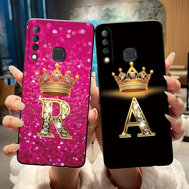 Красивый чехол-корона с буквами от А до Я для Infinix S4 Smart3 Plus X626 X267, черный, из мягкого силикона, противоударный