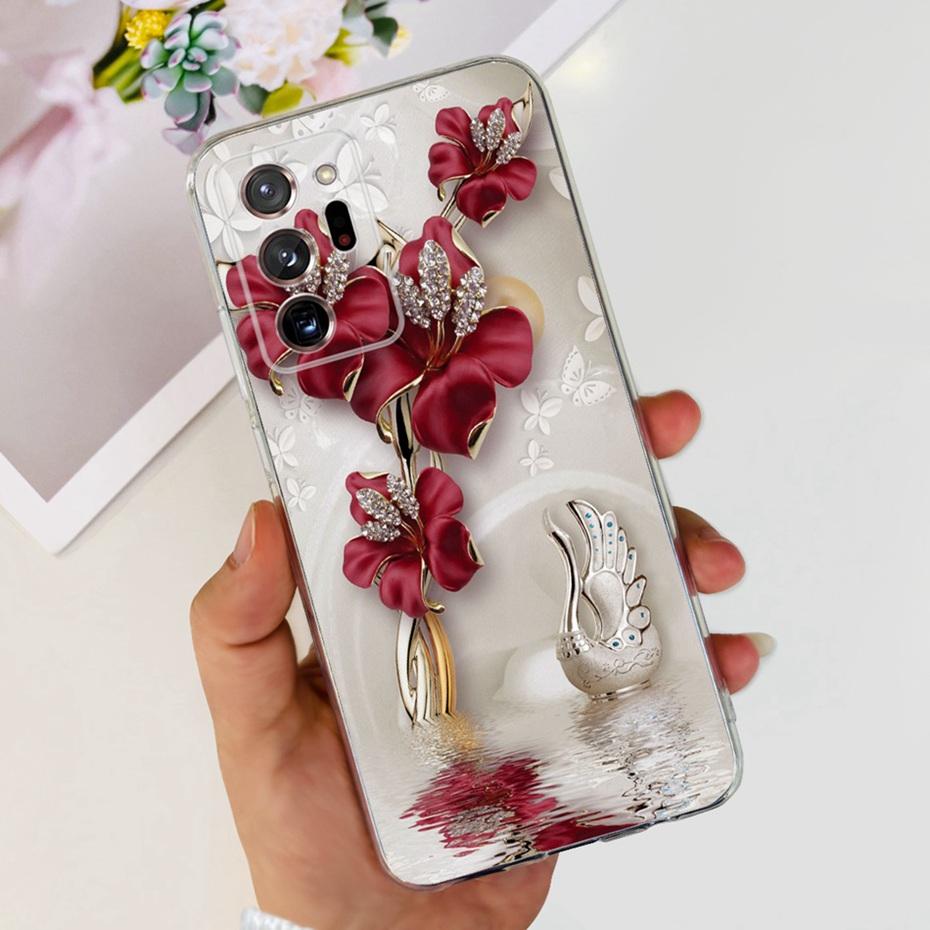 Чехол для Samsung Galaxy Note 20 Ultra 5G Note20 Милый Цветочный Кот Расписной Мягкий Силиконовый ТПУ Чехол для Samsung Note 20 20Ultra
