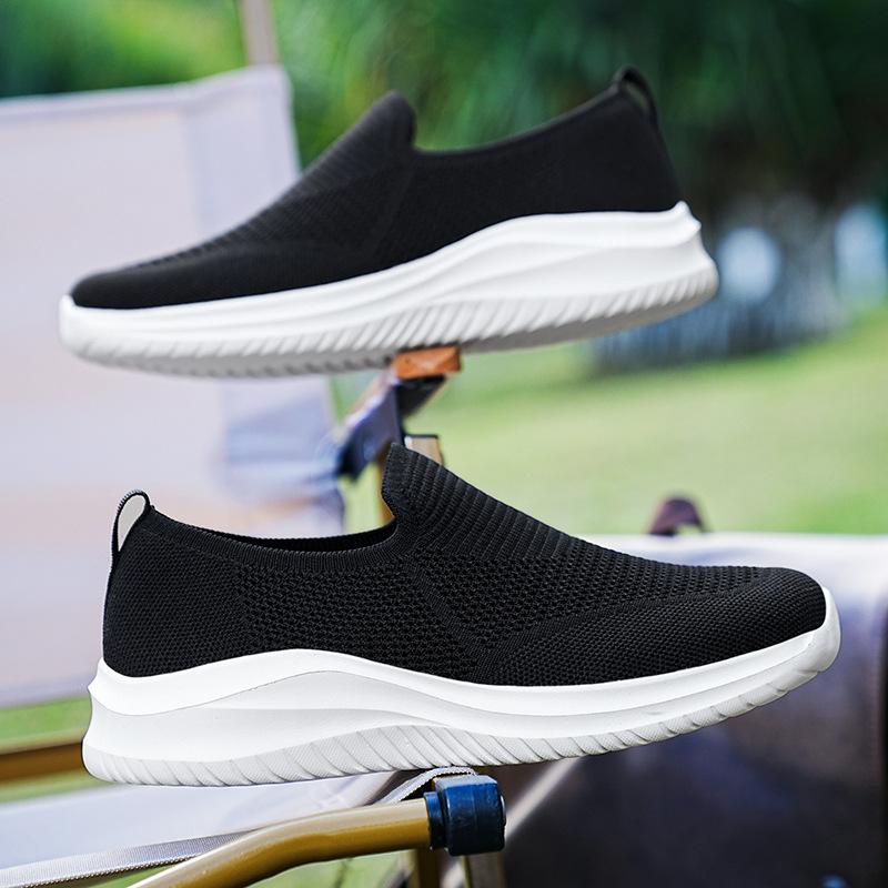 Летняя обувь для ходьбы большого размера, мужская обувь из летучей ткани, дышащая повседневная обувь, спортивная легкая обувь на мягкой подошве для бега и путешествий