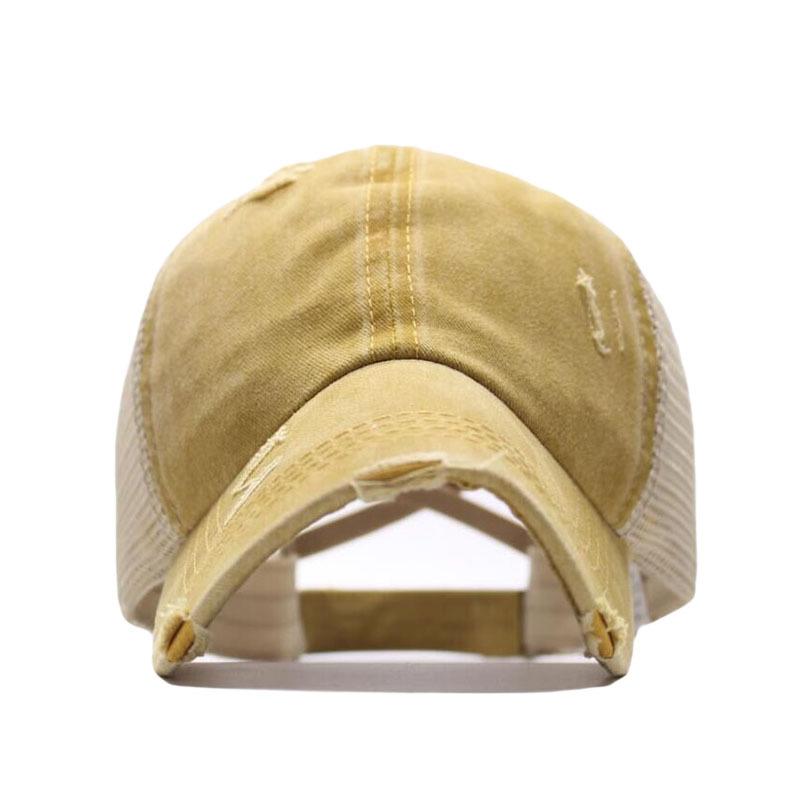 Washed ponytail baseball cap hat women's summer spring and autumn old outdoor sunscreen cap solid color cap