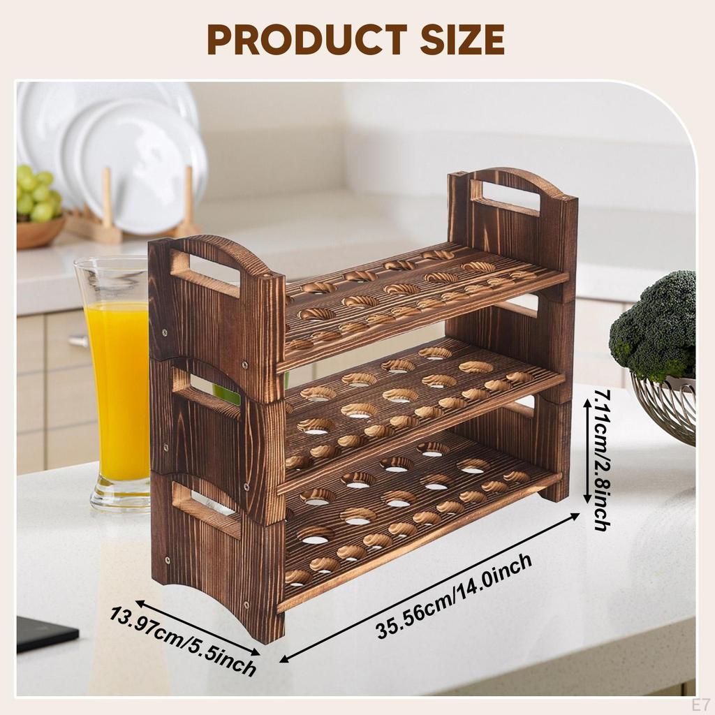 Wood Egg Holder Display Stand Easter Eggs Shelf Reusable Organizer, Storage Rack for Freezers
