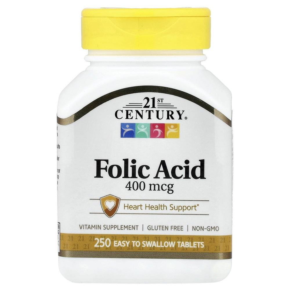 21st Century Folic Acid 400mcg Easy-to-Swallow Tablets 250 Tablets 6 pcs