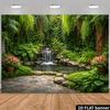 2D Пышная Зелень Настенный Мурал с Фото Фона Каскадного Водопада