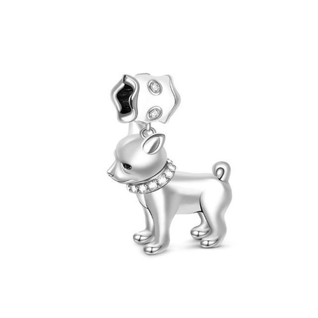 Европейский серебряный кулон с камерой Pave Football Dog Diy из бисера подходит оригинальный модный браслет-подвеска ожерелье брелок женские ювелирные изделия