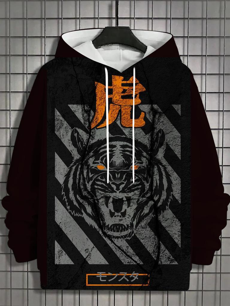 Men's Hoodie 3d Print Animal Tops Tiger Lion Graphics Long Sleeve Hoodie Autumn Fashion Dragon Men's Top Oversized Streetwear