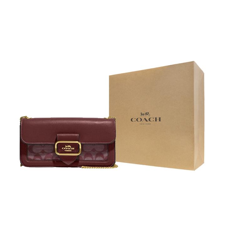 COACH Morgan Fabric With Cow Leather Shoulder Bag, Crossbody Bag Small Women's Burgundy CH150-IMMZI