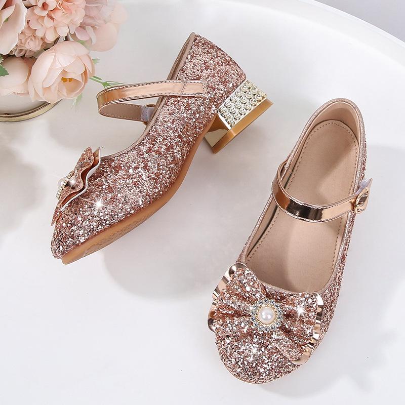 Детская мода для девочек Мэри Джейн для вечеринок, свадебных шоу, туфли из искусственной кожи с кристаллами 2024 года, универсальные мягкие туфли принцессы на низком каблуке для вечеринок и свадеб