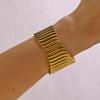 Bold Vintage Wide Geometric Striped Stainless Steel Cuff Bangle for Women Sculptural Wavy Butterfly Bracelet Aesthetic Jewelry