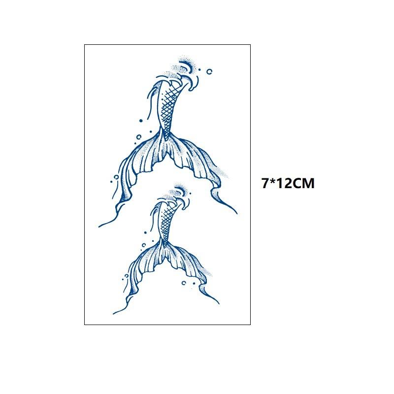 Маленький свежий крест ЭКГ маленькая змея рыбий хвост маленький узор неотражающая переносимая вода имитация стойкой татуировки наклейка