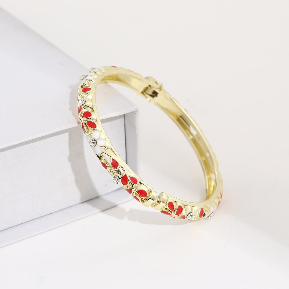 Colorful Enamel Bangle Vintage Flower Enamel Bangle Cloisonne Bracelet Party Jewelry