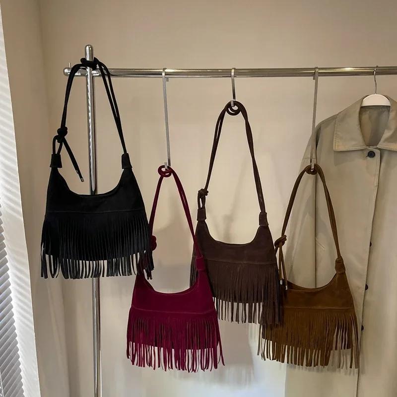 Большая вместимость внутреннего отделения с бахромой, швейные нитки, сумки через плечо, горячая распродажа, женские сумки из ПУ на молнии