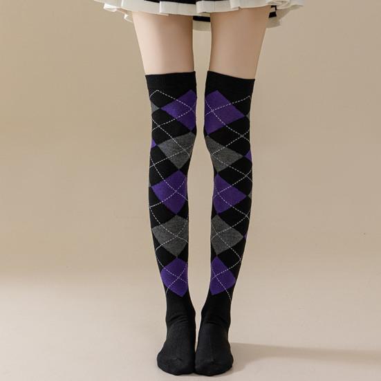 1 пара зимних носков с ромбовидным принтом, теплые, очень свободные, чулки контрастного цвета для повседневной носки и танцев