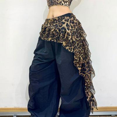 Solid Color Butt Curtain Skirt Leopard Print Mini Apron Korean Ruffles Trim Butt Curtain Adult