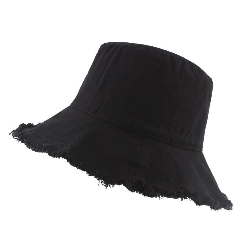 Cotton Fringed Fisherman Cap Soft Aluminum Wire Shape Water Wash Bucket Hat Women Four Seasons Solid Outing Basin Hat