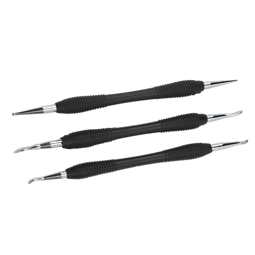 3pcs Different Shapes Leather Press Tools Stainless Steel Leather Rub Tools Leather Pattern Working