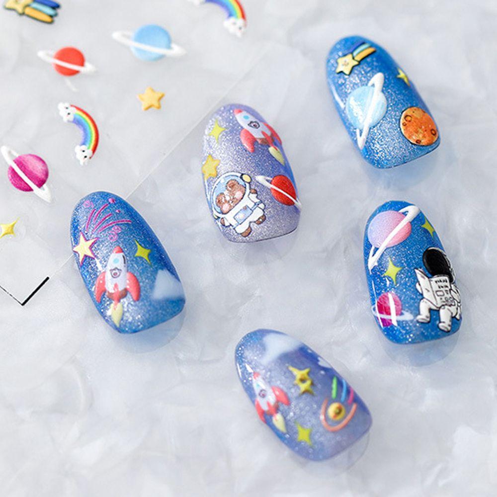 Клейкие маникюрные аксессуары 5D резные наклейки для ногтей DIY украшения для ногтей мультяшные наклейки для ногтей