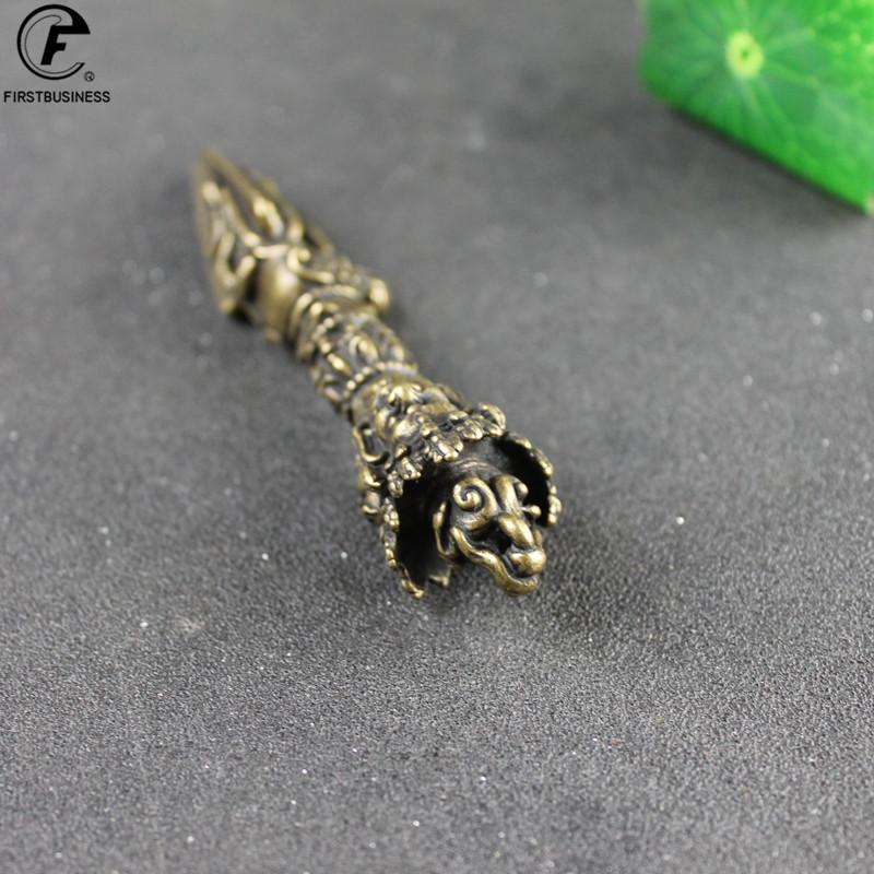 Pure Copper Buddhist Artifacts Ornaments Vintage Brass Horse Head Skull Buddha Pestle Vajry Figurines Home Needle Knife Buddha