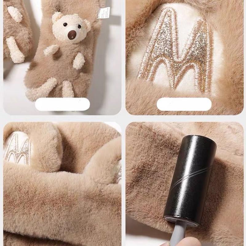 Шапка-медведь Зима Осень Зима Милые перчатки Шарф Плюшевый теплый комплект из трех предметов Нагрудник с капюшоном Защита ушей