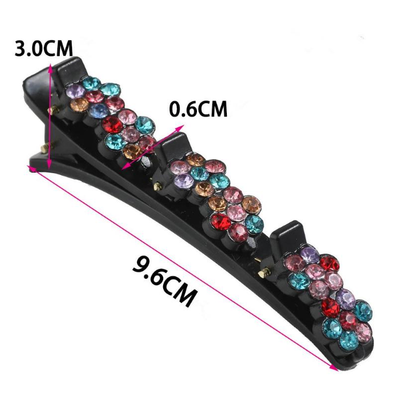 4pcs Sparkling Crystal Stone Braided Hair Clips Women Satin Fabric Hair Clips,Rsvelte Braided Hair Clip with 3 Small Clips, Multi Clip Hair Barrette
