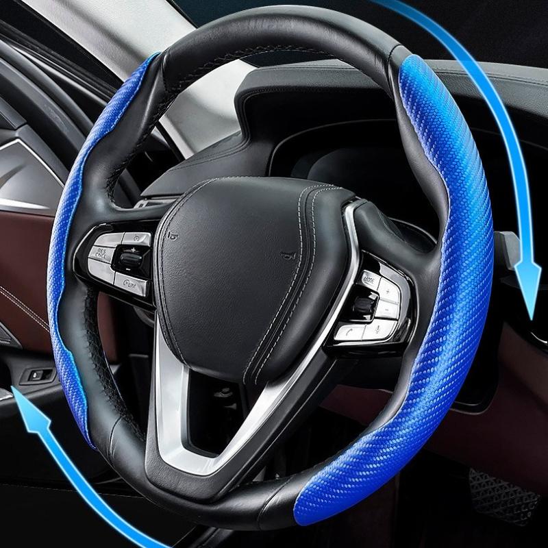 2 шт. Круглая накладка на руль из углеродного волокна, Нескользящий протектор руля, Защита от пыли, Моющаяся, Аксессуары для интерьера автомобиля