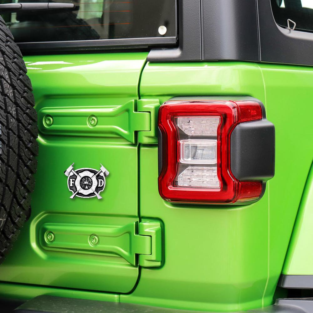 1Pcs FIRE DEPT Fire Department Decals Firefighter's Honor Courage Rescue Sticker Fireman Zinc Alloy for Car Truck Cooler