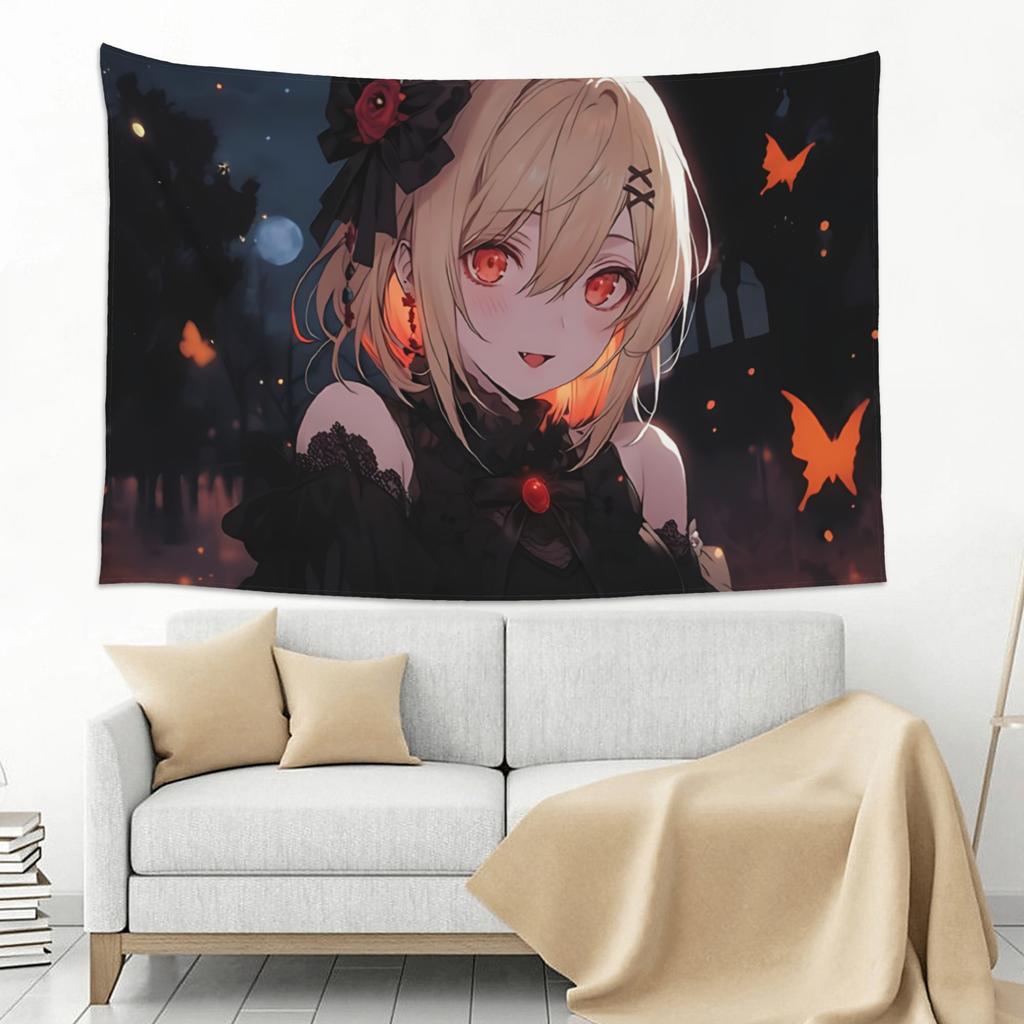Halloween Gothic Girl Print Tapestry Wall Hanging Blanket Tapestry Home Decor Items Wall Decorations