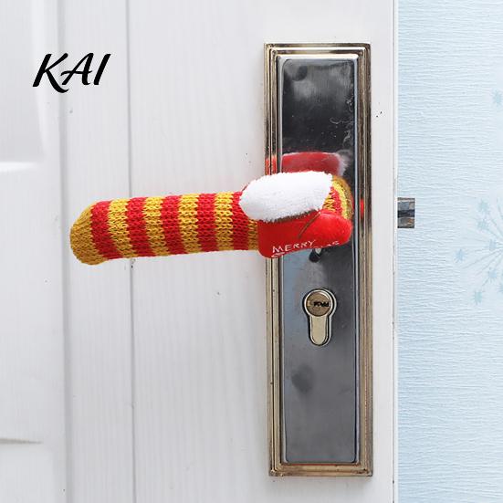 Christmas Gift for New Home Knitted Doorknob Covers, Santa Reindeer Decor, Anti?Slip Protector Sleeves, Door Handle Guards Cushion Pads, Floor