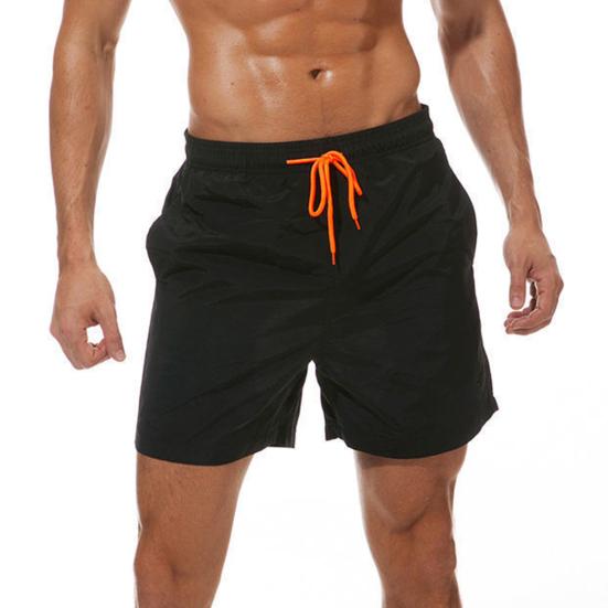 Мужские пляжные шорты с завязками на талии, регулируемые по фигуре, повседневные шорты с карманами, однотонные универсальные шорты для повседневной носки