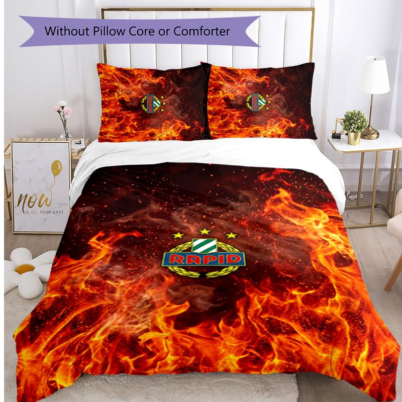 Rapid Wien FC Printed 3PCS Bedding Set Breathable Duvet Cover with Pillowcases Decorative Bed Linen for Bedroom Home